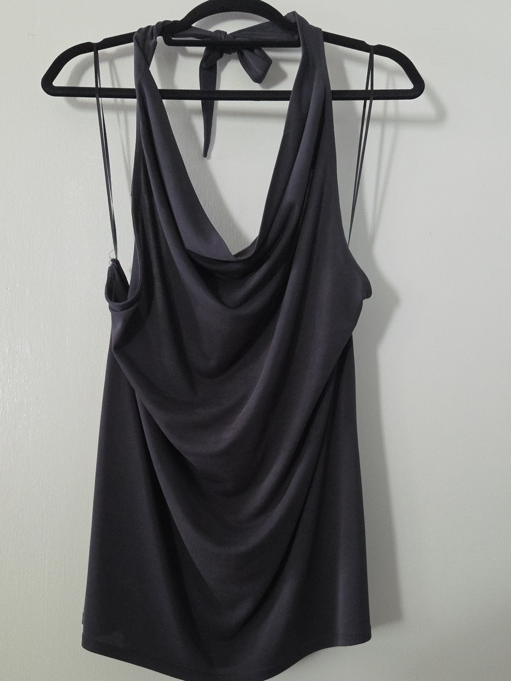 Halter Black Drape Neck Women's Top